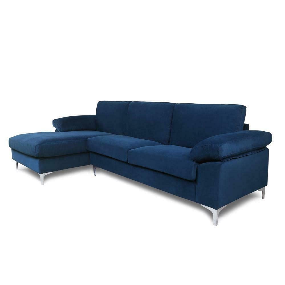 Premium ALIDAM L-Shaped Sectional Sofa with Chaise Lounge - 3-Seater Overstuffed Recliner in Luxurious Leather & Velvet Fabric - Perfect for Living Room, Home Theater & Family Gatherings
