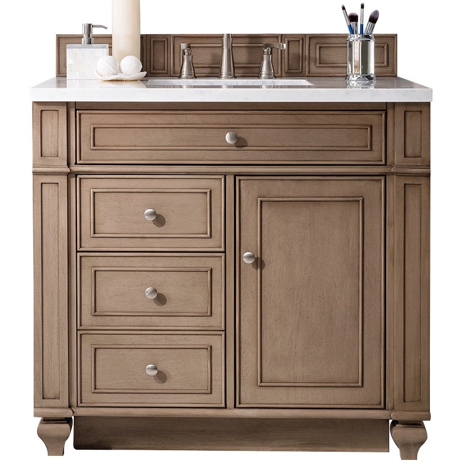 James Martin Vanities Bristol Collection 36 Inch Single Bathroom Vanity in Whitewashed Walnut with Countertop Options - Perfect for Modern Bathroom Renovations and Home Upgrades