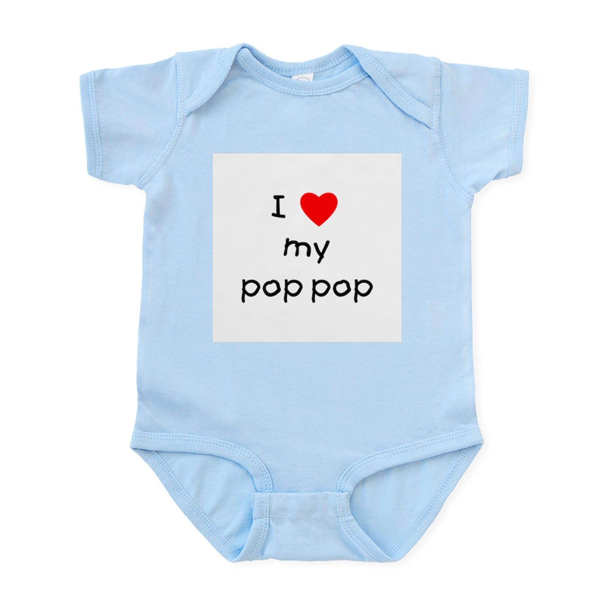 CafePress 'I Love My Pop Pop' Baby Bodysuit - Cute Infant Romper for Grandparents Day & Family Gatherings