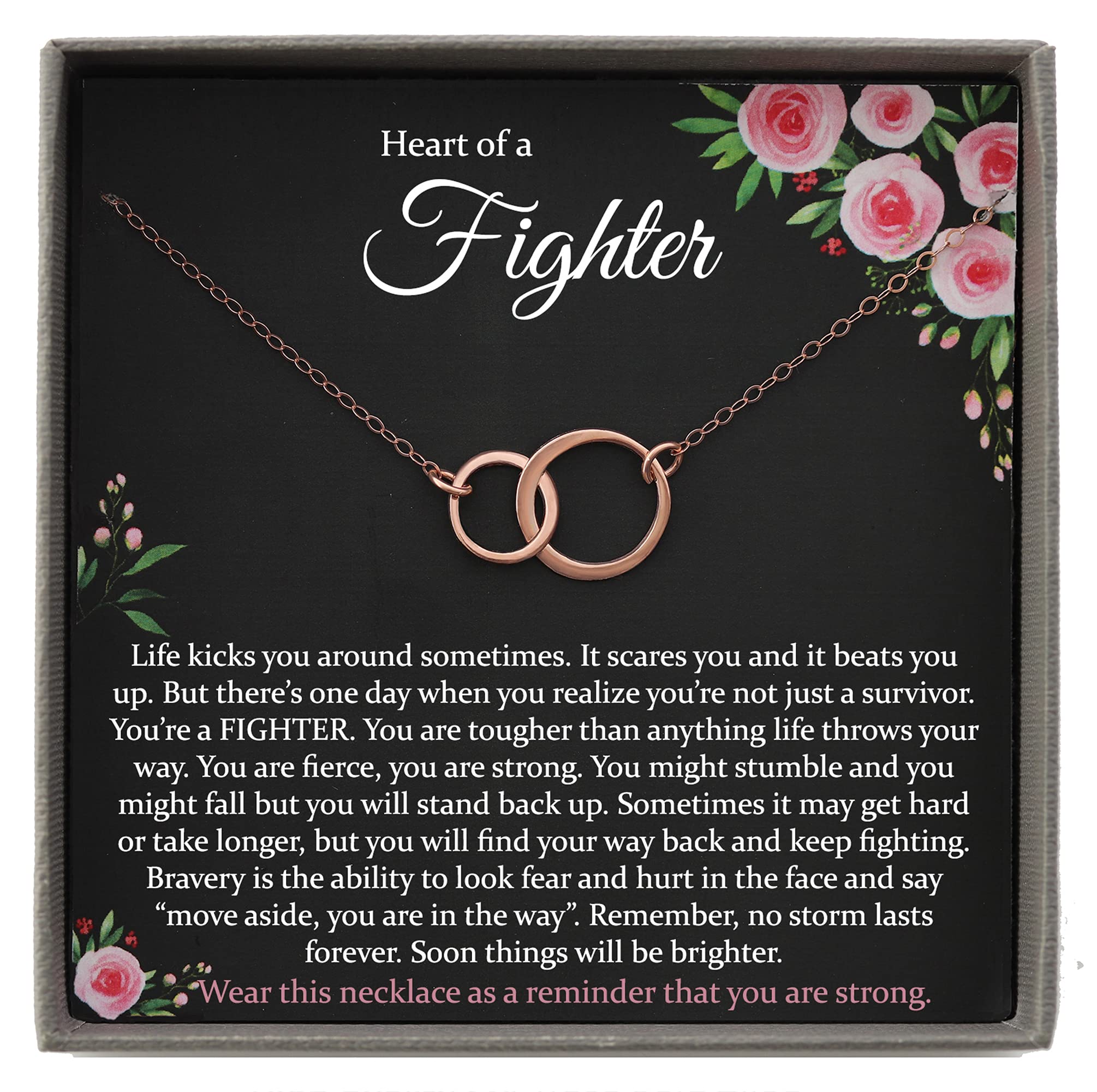 14K Rose Gold Filled Interlocking Circles Necklace - Meaningful Encouragement Gift for Women | Get Well Soon & Recovery Present | Perfect for Birthdays, Anniversaries & Motivational Gifts