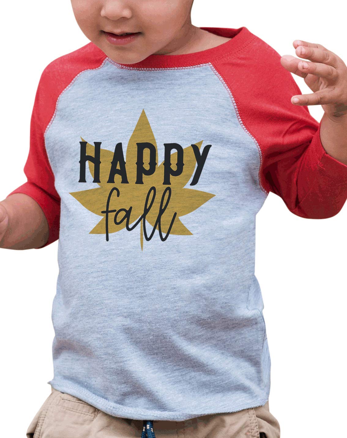 7 ate 9 Apparel Kids Happy Fall Leaf Shirt - Autumn Themed Graphic Tee for Boys & Girls - Perfect for Halloween, Thanksgiving & Seasonal Family Photos