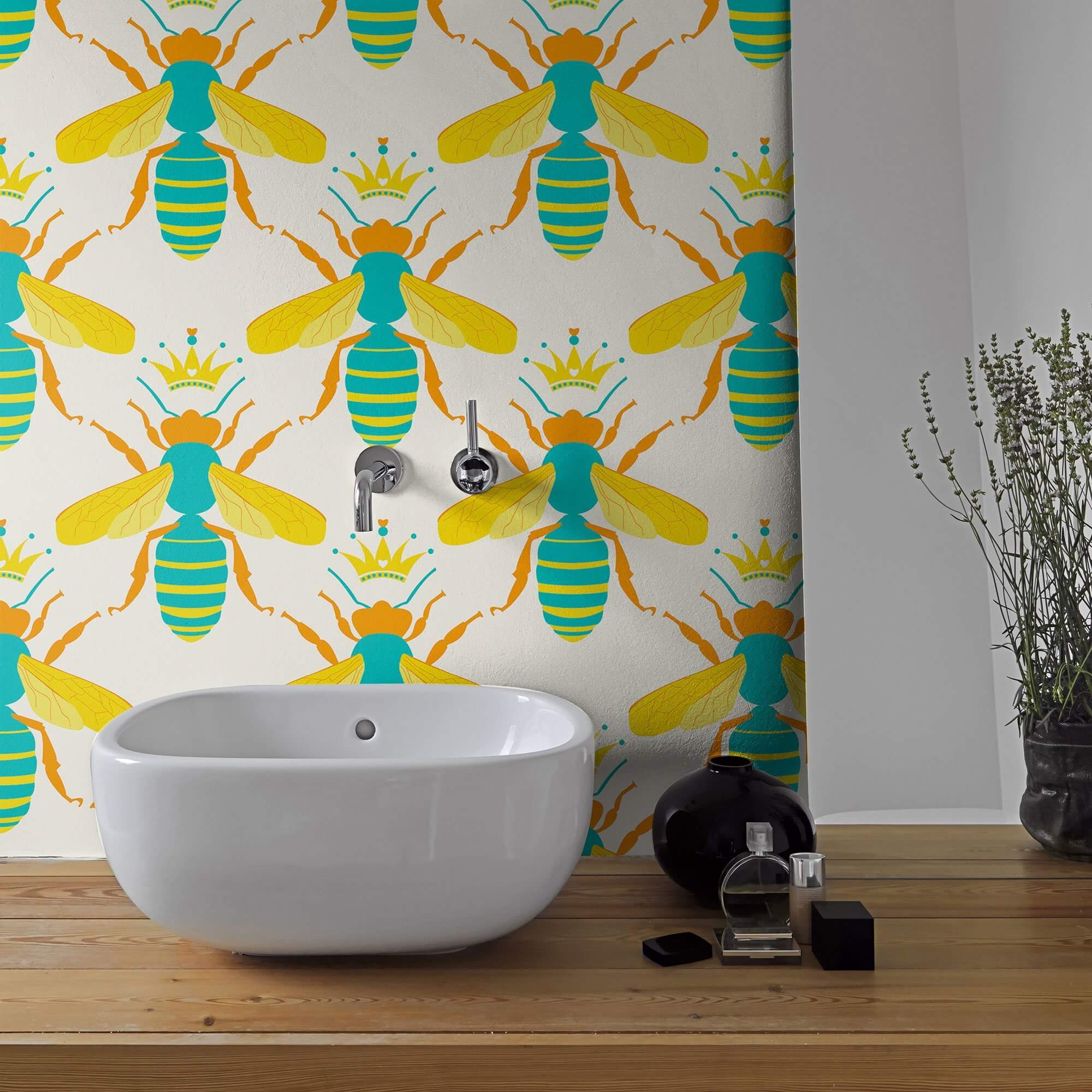 Yellow and White Geometric Animal Peel and Stick Removable Wallpaper - Self-Adhesive Decorative Wall Covering for Nursery, Bedroom, or Living Room - Easy to Apply and Remove