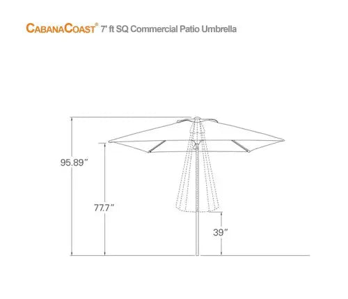 7 ft Square Commercial Patio Umbrella - Heavy Duty Outdoor Market Umbrella for Restaurants, Cafes & Poolside - Waterproof & UV Protection - Perfect for Shade in Hot Weather