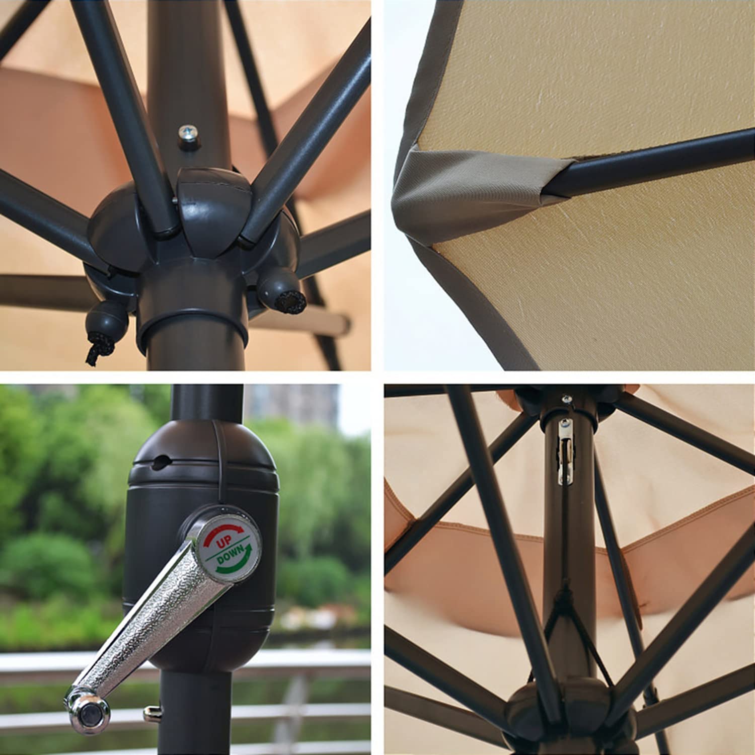 2.7m Round Outdoor Patio Umbrella with 8 Ribs, Windproof Garden Parasol - Tilt & Crank Function for Poolside, Backyard, and Beach Use (Base Not Included)