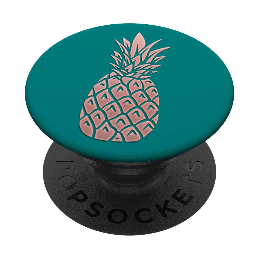 Golden Rose Pink & Dark Teal Pineapple Swappable PopGrip - Cute Phone Grip & Stand for iPhone, Samsung, Smartphones | Perfect for Work, Travel & Selfies