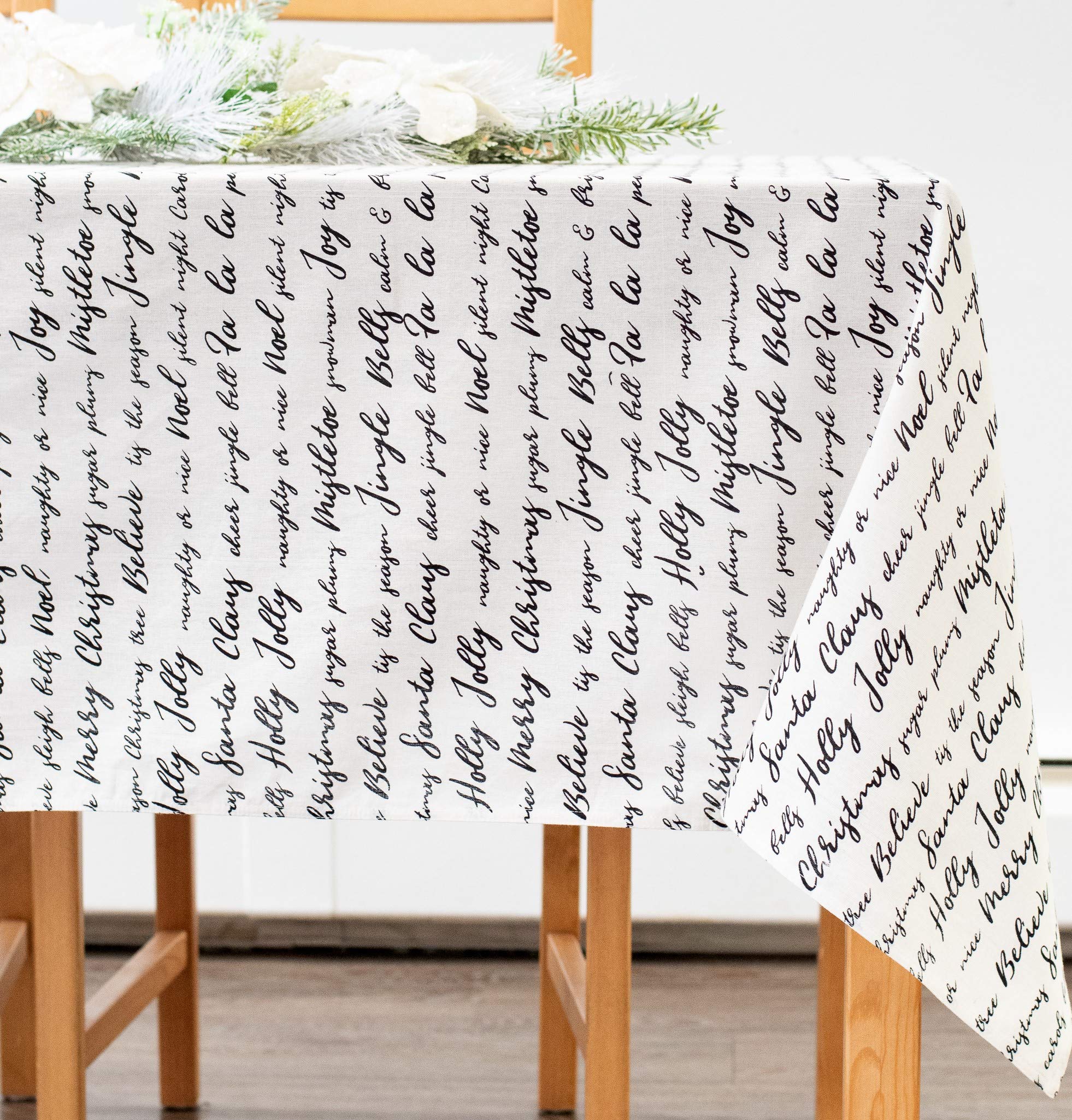 Premium 54x54 Inch Christmas Square Tablecloth - 100% Cotton Off-White Holiday Dining Decor | No-Fray Edges for Square Tables | Perfect for Home, Kitchen, Christmas Dinner & Festive Gatherings