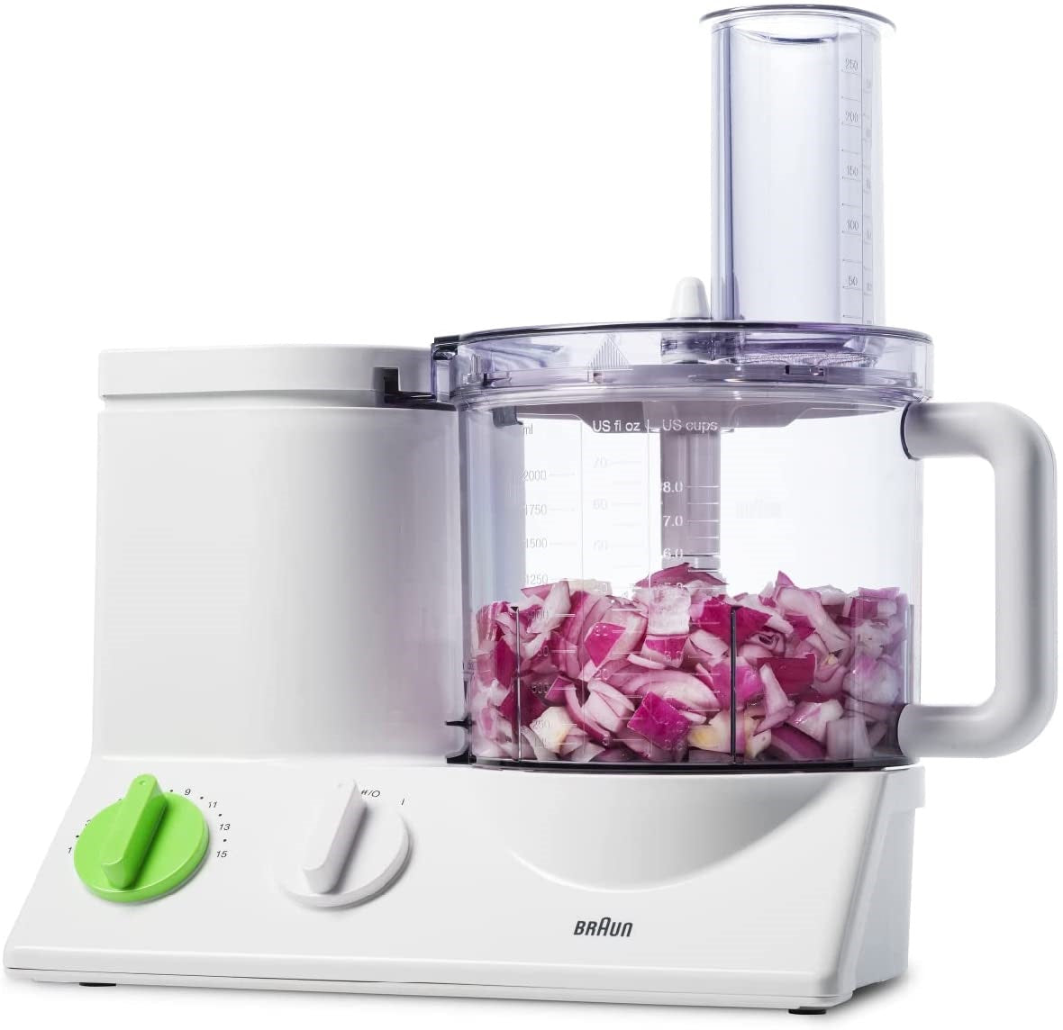 Braun FP3020 12-Cup Food Processor with 7 Attachment Blades, Chopper & Citrus Juicer - 220V for European Use - Perfect for Meal Prep, Smoothies & Juicing