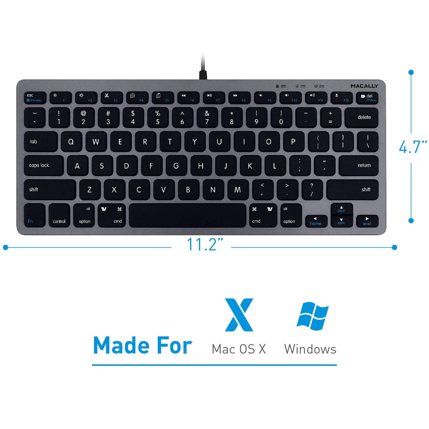 Macally Mini Space Grey Bluetooth Keyboard & Adjustable Vertical Laptop Stand Set - Premium MacBook Accessories for Home Office, Workstation & Travel Use