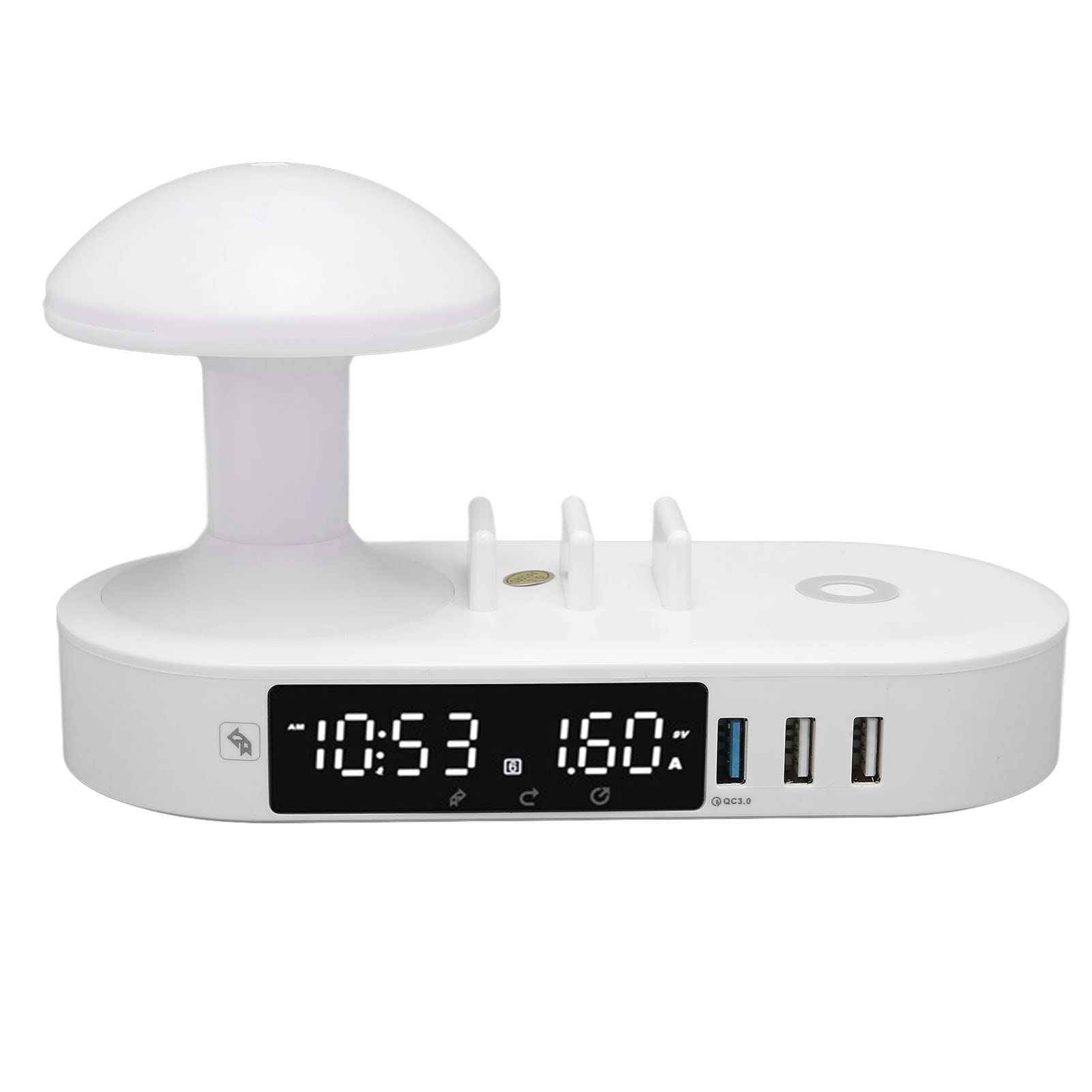 ASixxSix Touch Control Dimmable Digital Alarm Clock with LED Night Light & 6 USB Ports - Wireless Charger Desk Lamp for Bedroom, Office, Study, Dormitory (US Plug) | Perfect for Nighttime Reading, Charging Devices & Gentle Wake-Up Alarms