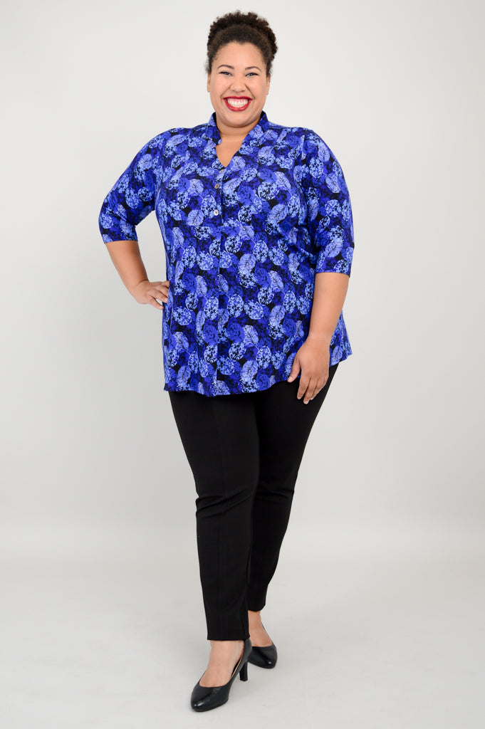Edwina Women's Bamboo Top with Ice Foliage Print - Breathable Summer Blouse for Casual Wear, Office & Outdoor Activities
