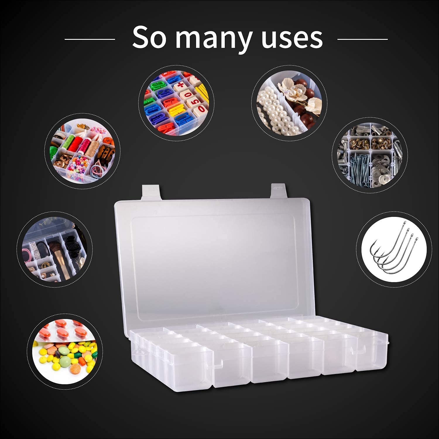 Clear Plastic Organizer Box - 36 Grids PP Storage Container for Jewelry, Beads, DIY Crafts & Fishing Tackles (10.83