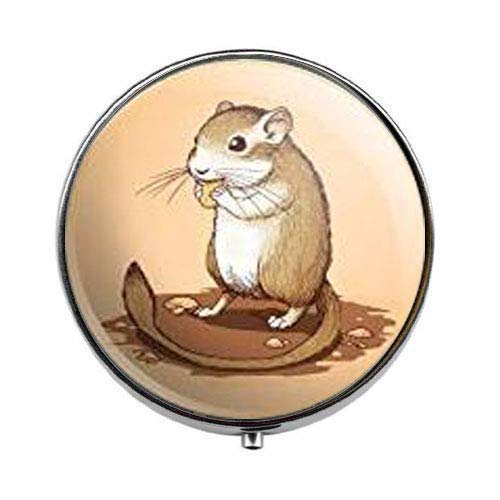 Cute Gerbil Rodent Art Photo Pill Box - Glass Candy Storage Container - Perfect for Travel, Home, and Office Use