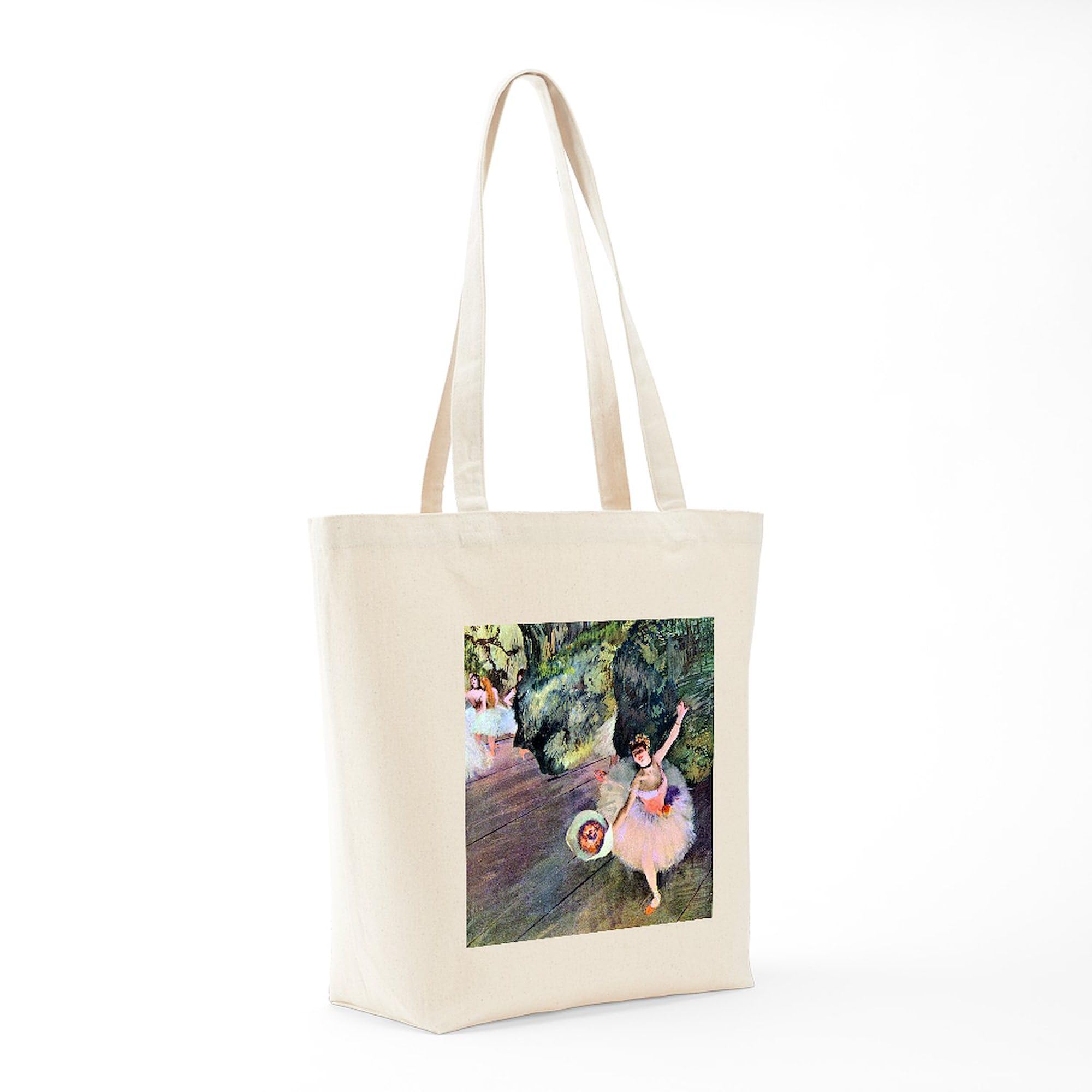 Edgar Degas Dancer With Flowers Canvas Tote Bag - Reusable Natural Shopping Bag for Women, Grocery, Beach & Work - Eco-Friendly Cotton Tote with Art Print