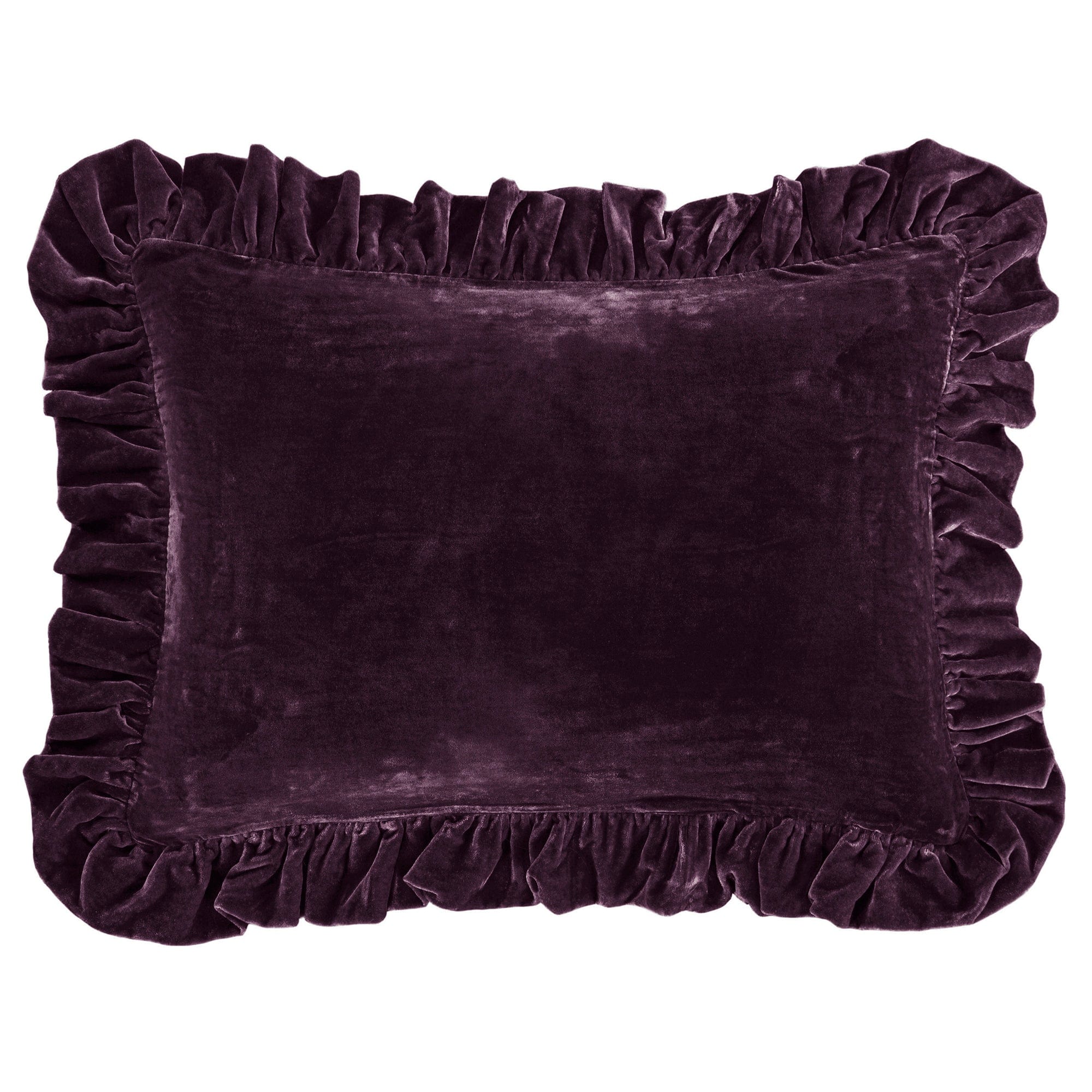 Luxury Stella Faux Silk Velvet Ruffled Dutch Euro Pillow - Elegant Decorative Throw Pillow for Sofa, Bed, Living Room & Home Decor