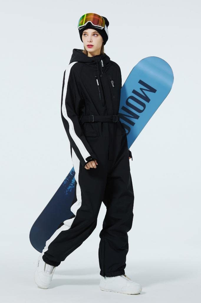 ALSOGO Women's Waterproof Insulated Ski Suit - Winter Snowsuit Jumpsuit with Detachable Belt for Skiing, Snowboarding & Outdoor Winter Sports | Warm Thermal Snowwear for Cold Weather Activities