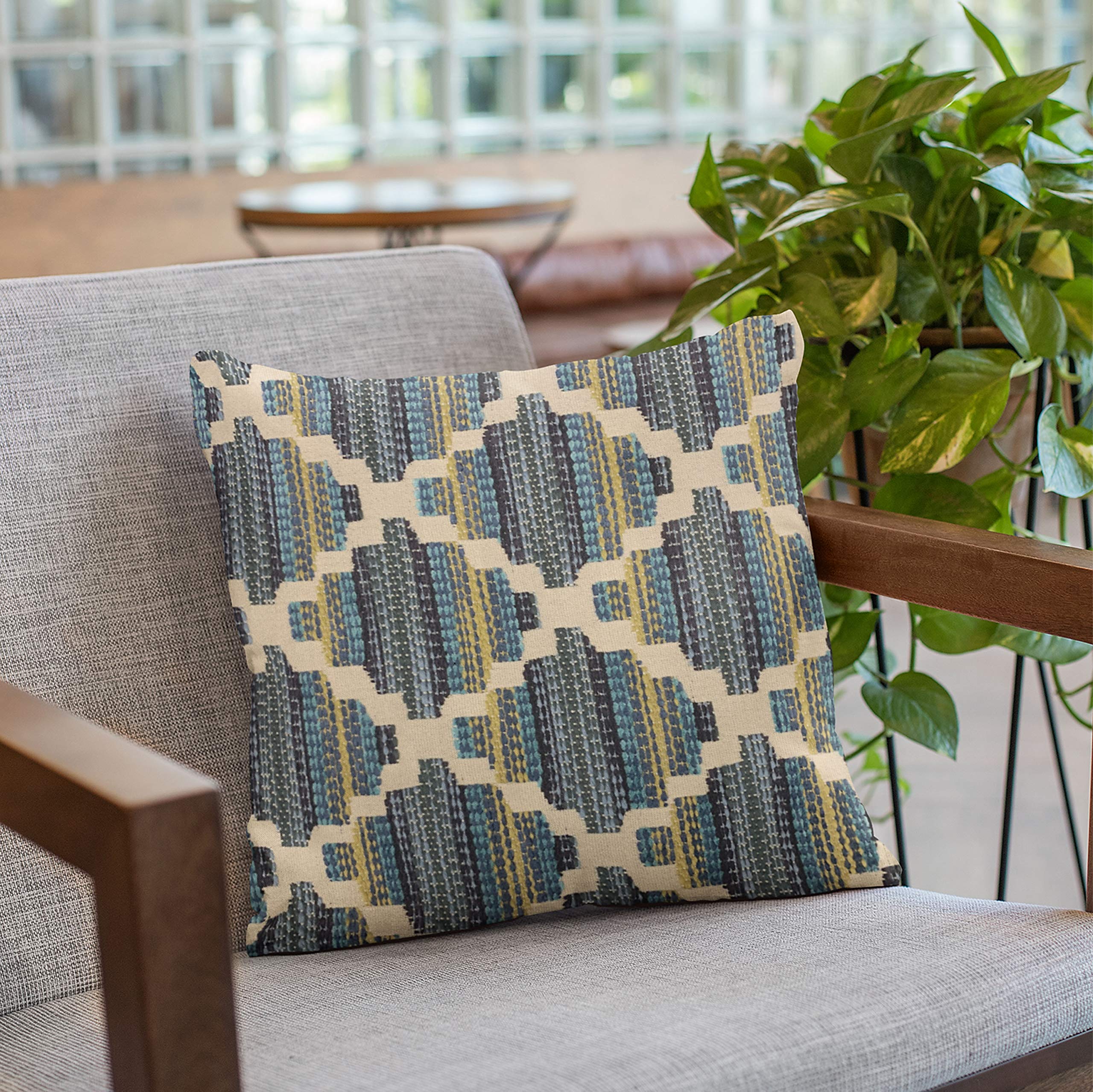 Luxury Blue Diamond Throw Pillow 12x20 Inches - Double Sided Decorative Cushion for Sofa, Bed & Home Decor | Plutus Brands Blue Plutus Lights Collection