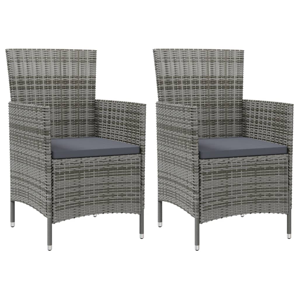 **2-Piece Gray Poly Rattan Patio Chairs with Cushions - Outdoor Garden Furniture Set for Yard, Backyard, Lawn, Porch, Poolside & Balcony - Perfect for Relaxing, Lounging & Entertaining**