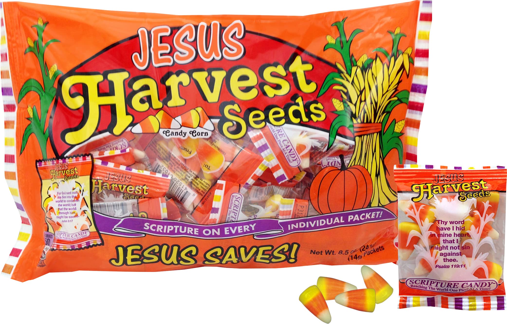 Jesus Harvest Orange Yellow White Candy Corn Promise Seeds - Scripture Candy 15 Count - Perfect for Halloween, Thanksgiving & Bible Study Gifts