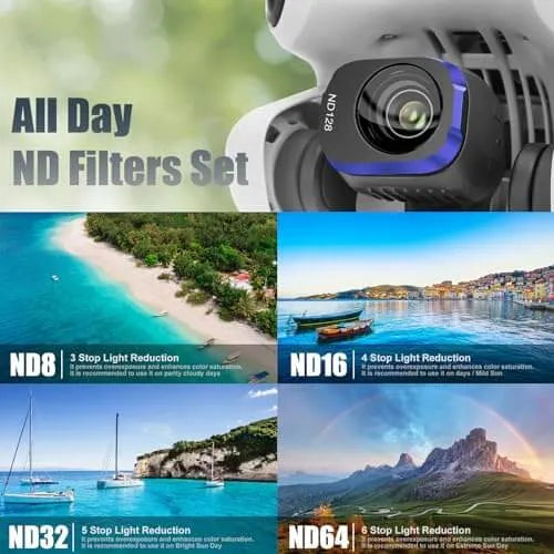 DJI Mini 4 Pro Magnetic ND/CPL Filter Kit - 6 Pack HD Multilayer Optical Glass Lens with Aluminum Frame for Professional Aerial Photography - Perfect for Sunny Days, Water Reflections & Landscape Drone Shots
