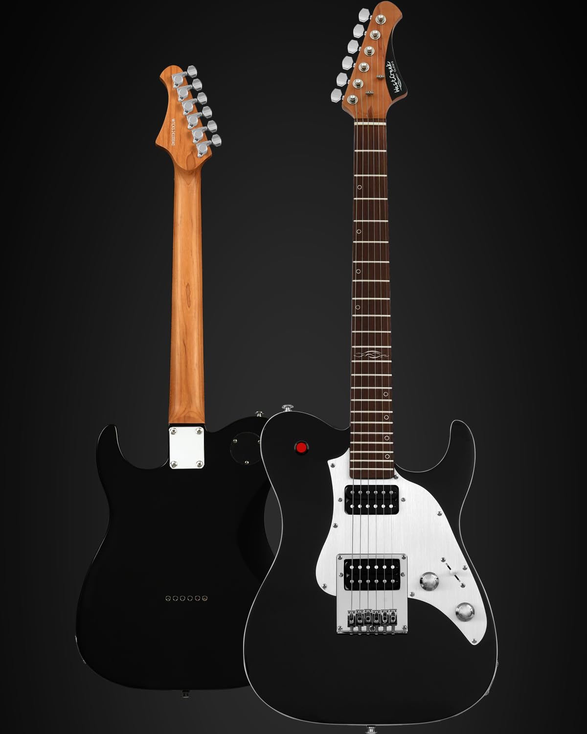 WestCreek TT-50KS Solid Body Electric Guitar - Mahogany Body, Maple Neck & Rosewood Fretboard - 22 Frets with Bone Nut - Perfect for Rock, Blues & Stage Performance (Black)
