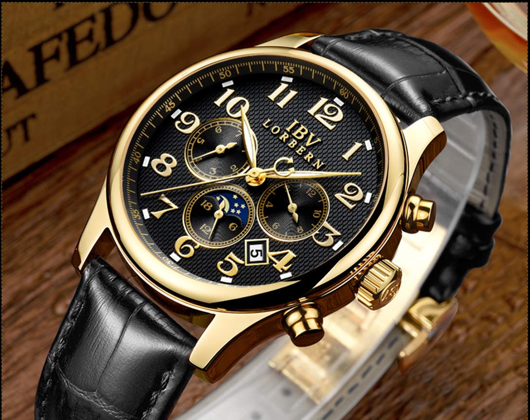 MASTOP Swiss Automatic Men's Watch - Self-Winding Mechanical Timepiece with Stainless Steel Case & Genuine Brown Leather Strap | Perfect for Business, Formal Events & Everyday Wear