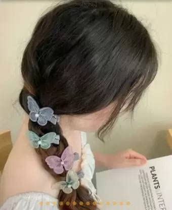 ALIBA COLLECTION 4 Pc Fabric Butterfly Hair Clips - Korean Style Hair Pins & Accessories for Women & Girls - Perfect for Parties, Weddings & Everyday Styling