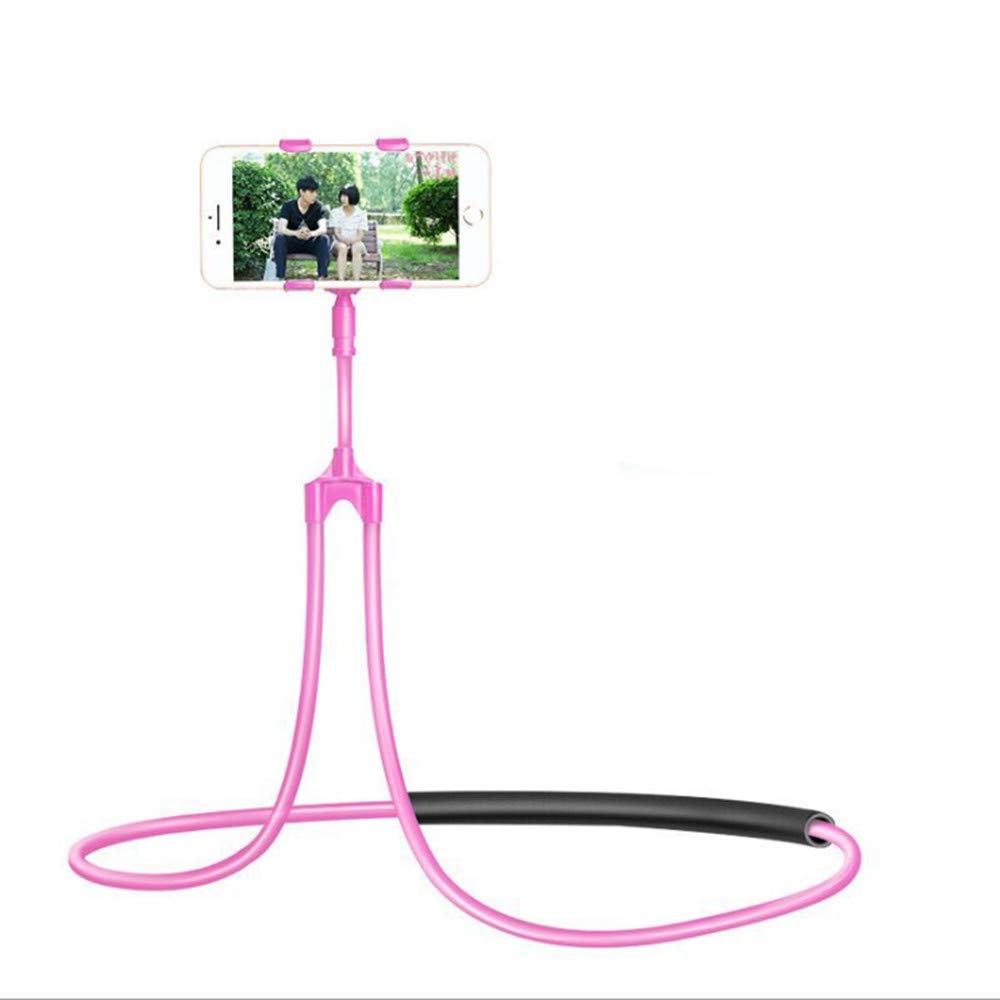 Universal Cell Phone Holder Stand - Adjustable Lazy Bracket for Hands-Free Viewing, Neck Hanging Mobile Mount with Flexible Arm (Pink) - Perfect for Cooking, Working, Watching Videos & Traveling