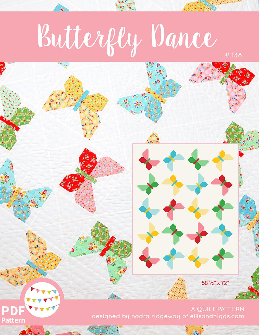 Butterfly Dance Quilt Pattern - Digital Download PDF by Ellis & Higgs - Perfect for DIY Quilting, Home Decor & Baby Nursery Projects