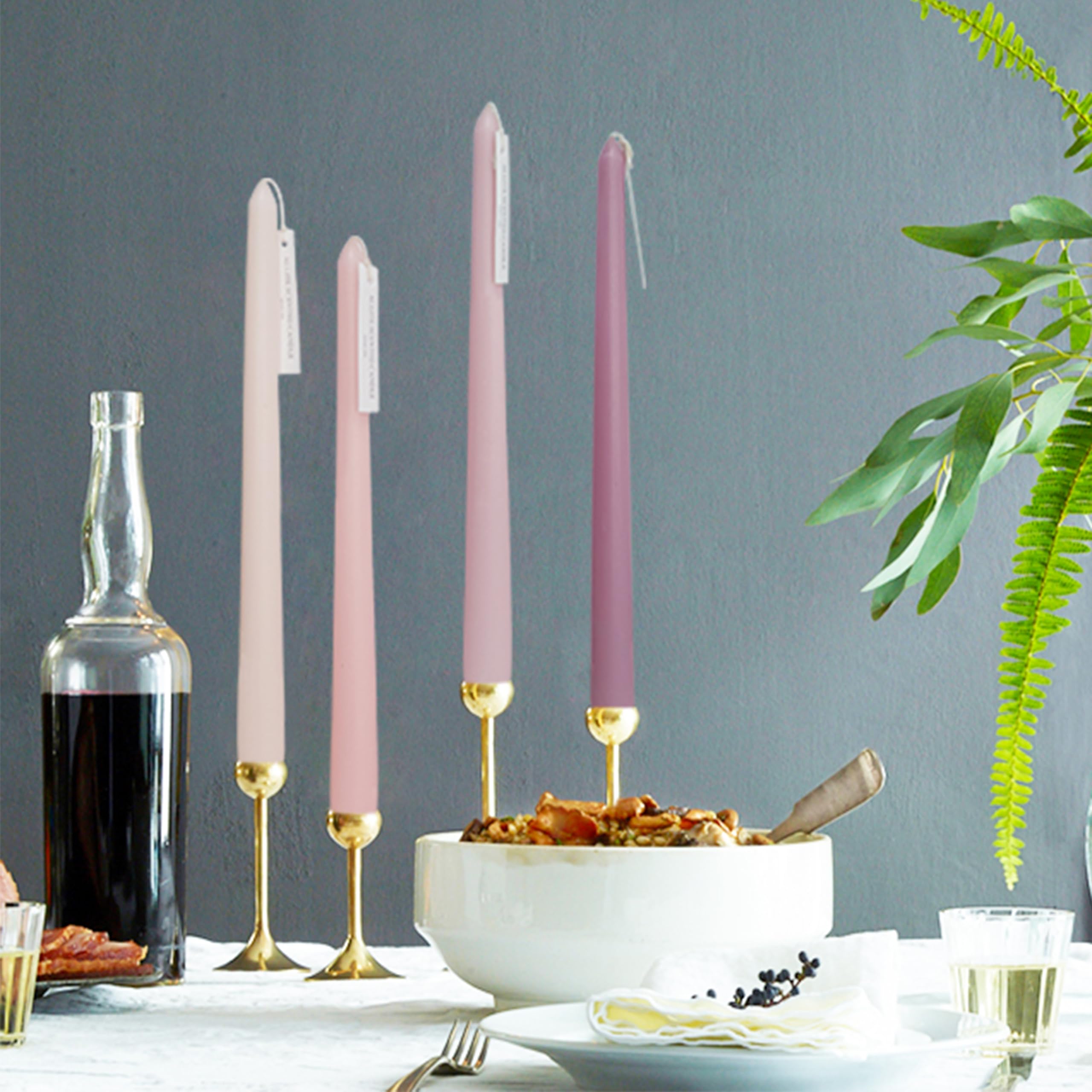 8-Hour Romantic Rose Scented Taper Candles - Pink Gradient Long Candlesticks for Wedding, Anniversary & Romantic Dinners (4-Pack) - Perfect for Table Centerpieces, Candlelight Dinners & Special Occasions