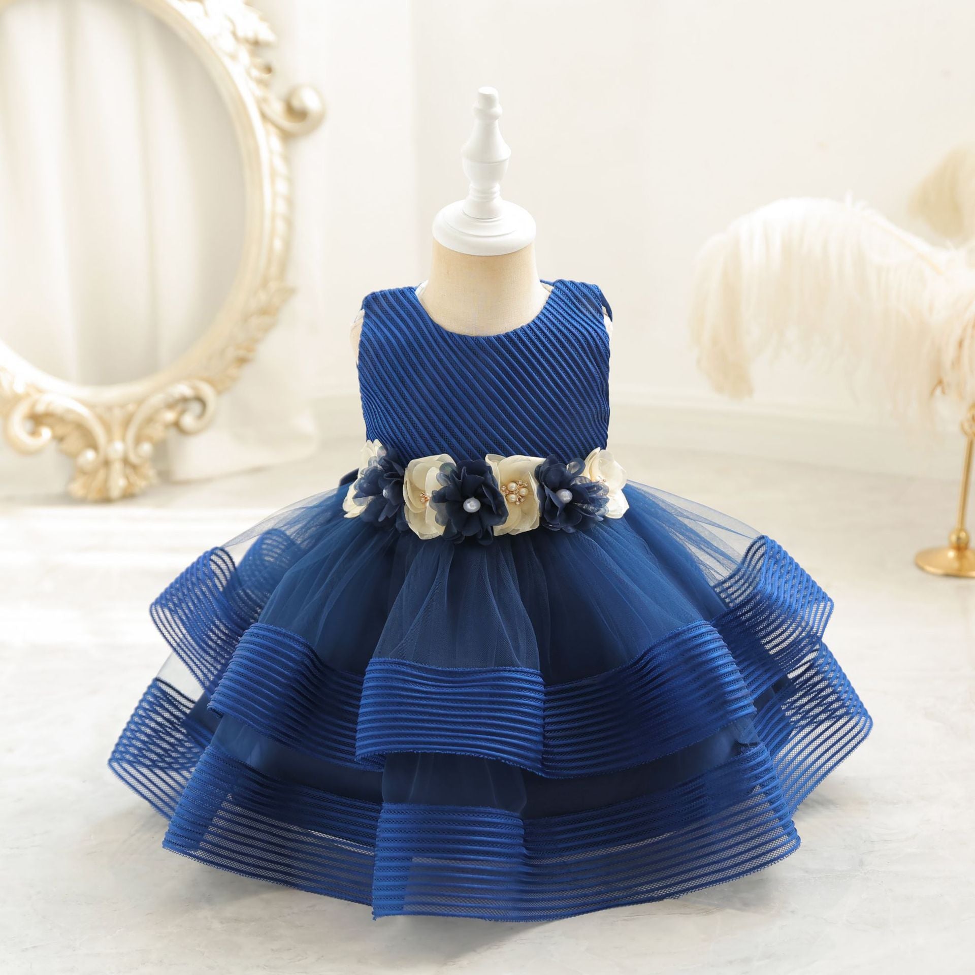 Elegant Baby Girls Sleeveless Floral Pageant Dresses - Toddler Princess Party Gown for Special Occasions, Photo Shoots & Birthday Celebrations