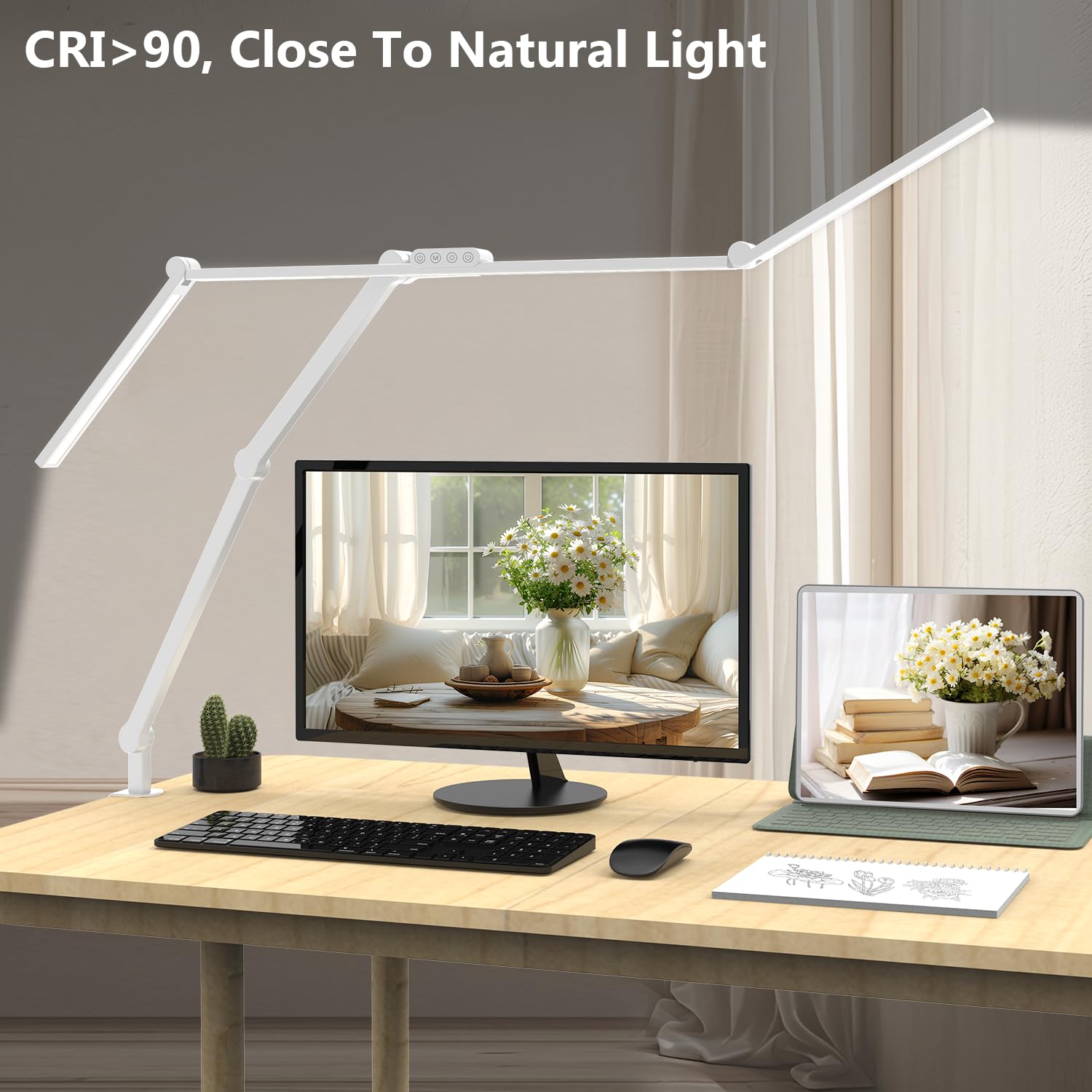 3000 Lumen Super Bright LED Desk Lamp with Clamp - 47 Inch Adjustable Architect Lamp, Dimmable Office Lighting with Monitor Light Bar for Home & Computer Workspace | Perfect for Studying, Gaming, and Professional Tasks