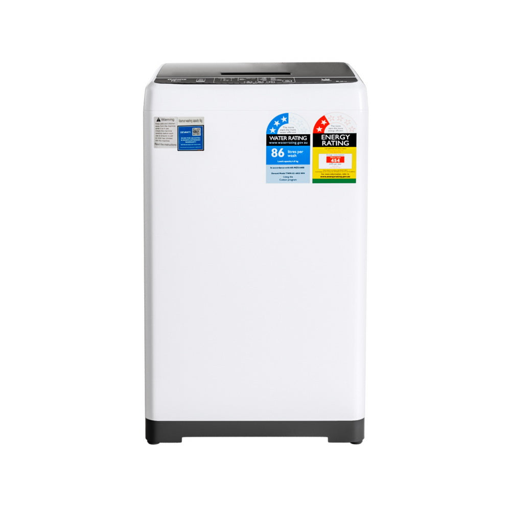 Devanti 6kg Top Load Washing Machine - Compact White Laundry Washer for Small Spaces | Perfect for Apartments, Dorms & RVs