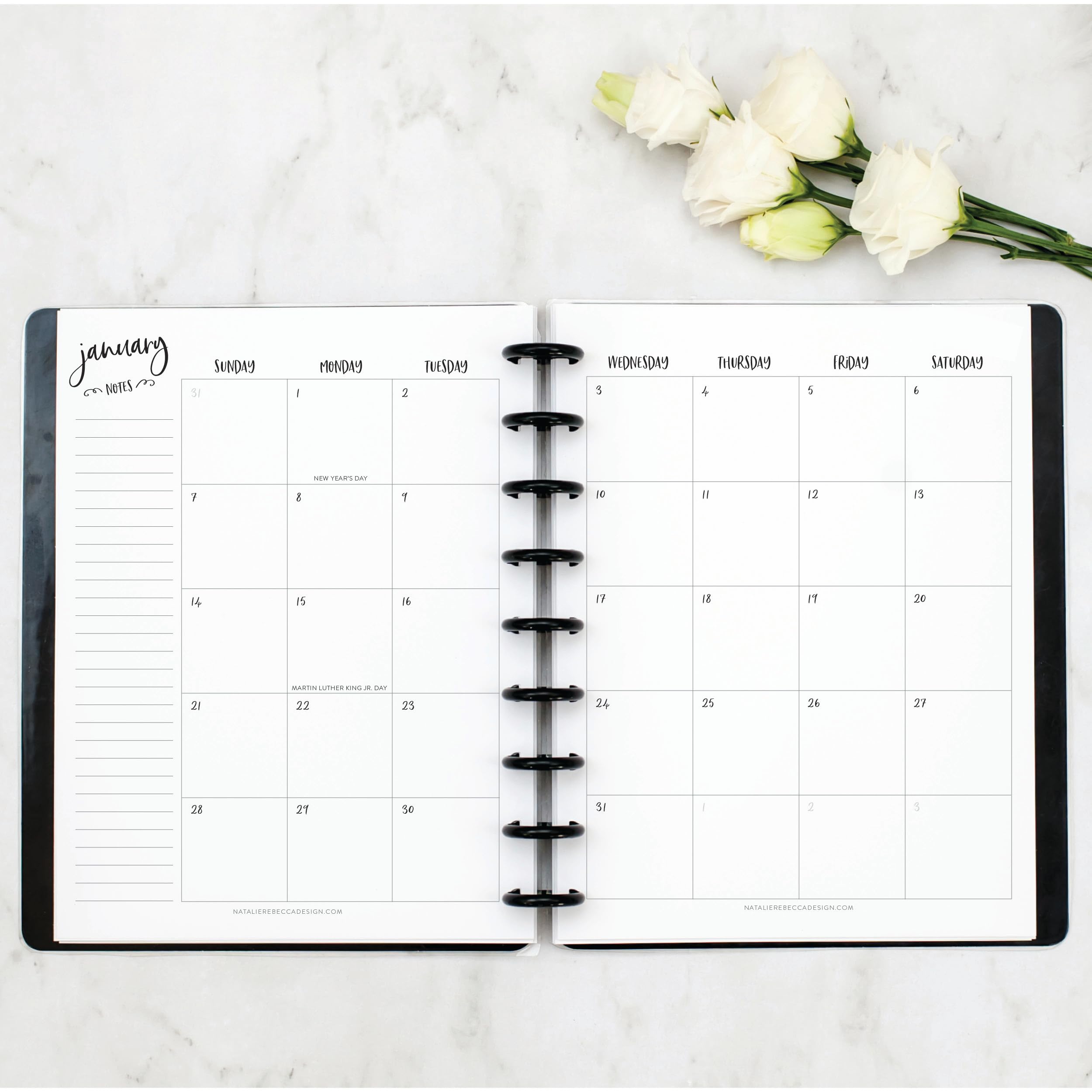 BetterNote 2025 Monthly Planner Refill for Discbound Notebooks – Compatible with Happy Planner, Levenger Circa, Arc Staples, TUL Office Depot & InkWell Press (Whimsy Design, 9-Disc, 7