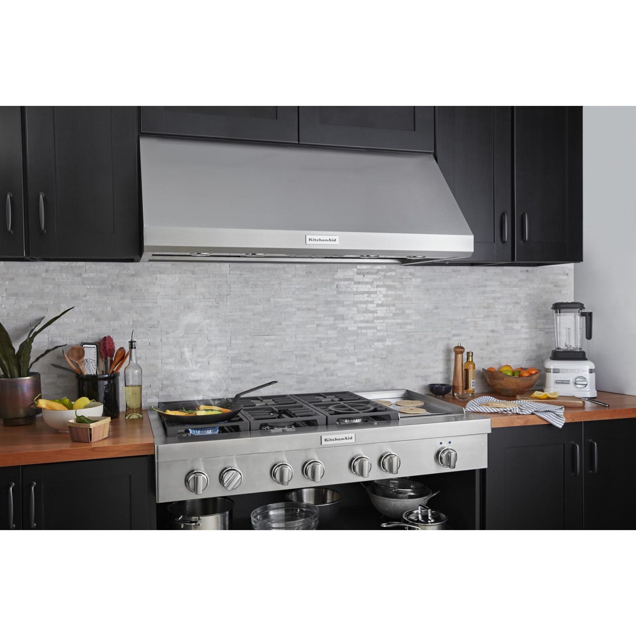 KitchenAid 48 Inch 5 Burner Gas Cooktop with Continuous Grates - Stainless Steel (KCGC558JSS) | Perfect for Home Chefs & Modern Kitchens