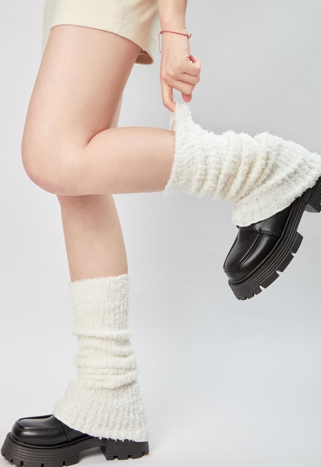 Women's Knit Fuzzy Leg Warmers - Winter Boot Socks for Concerts & College