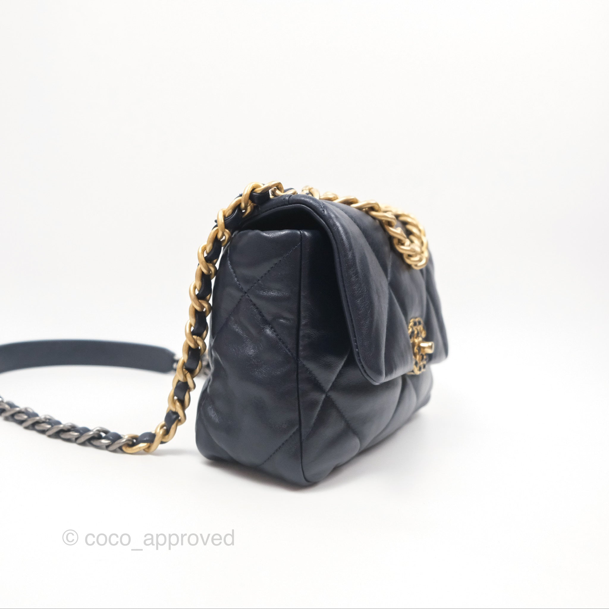Chanel 19 Small Navy Blue Leather Flap Bag with Mixed Hardware - Luxury Shoulder Bag for Women, Perfect for Work, Date Night & Special Occasions