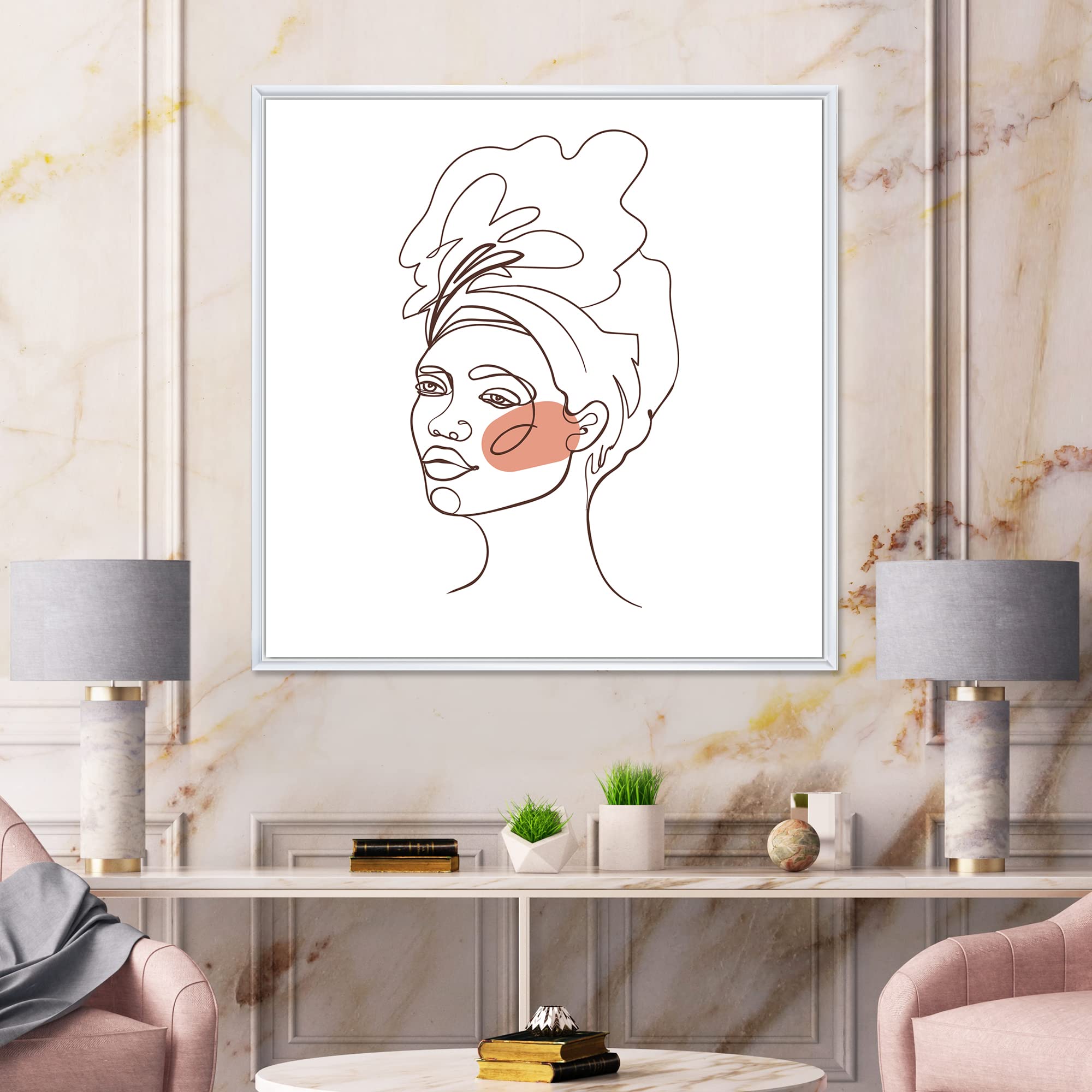 African American Woman Portrait Canvas Wall Art - Modern Framed Black Art Print for Living Room, Bedroom & Office Decor