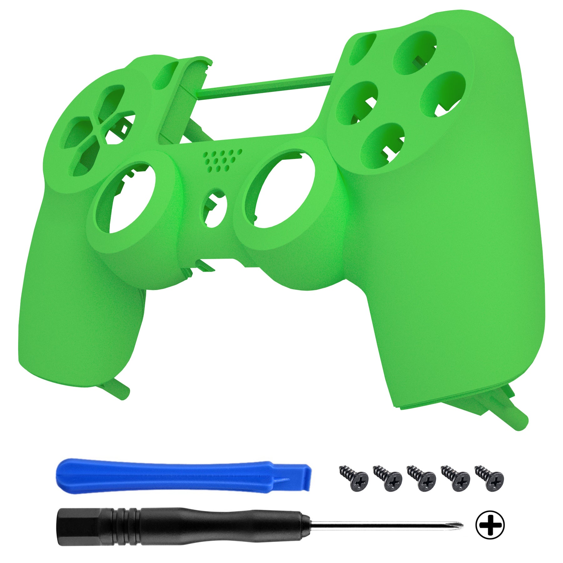 eXtremeRate Soft Touch Grip Green Front Housing Shell Faceplate for PS4 Slim & PS4 Pro Controller (CUH-ZCT2/JDM-040/050/055) - Enhanced Gaming Comfort for Long Sessions