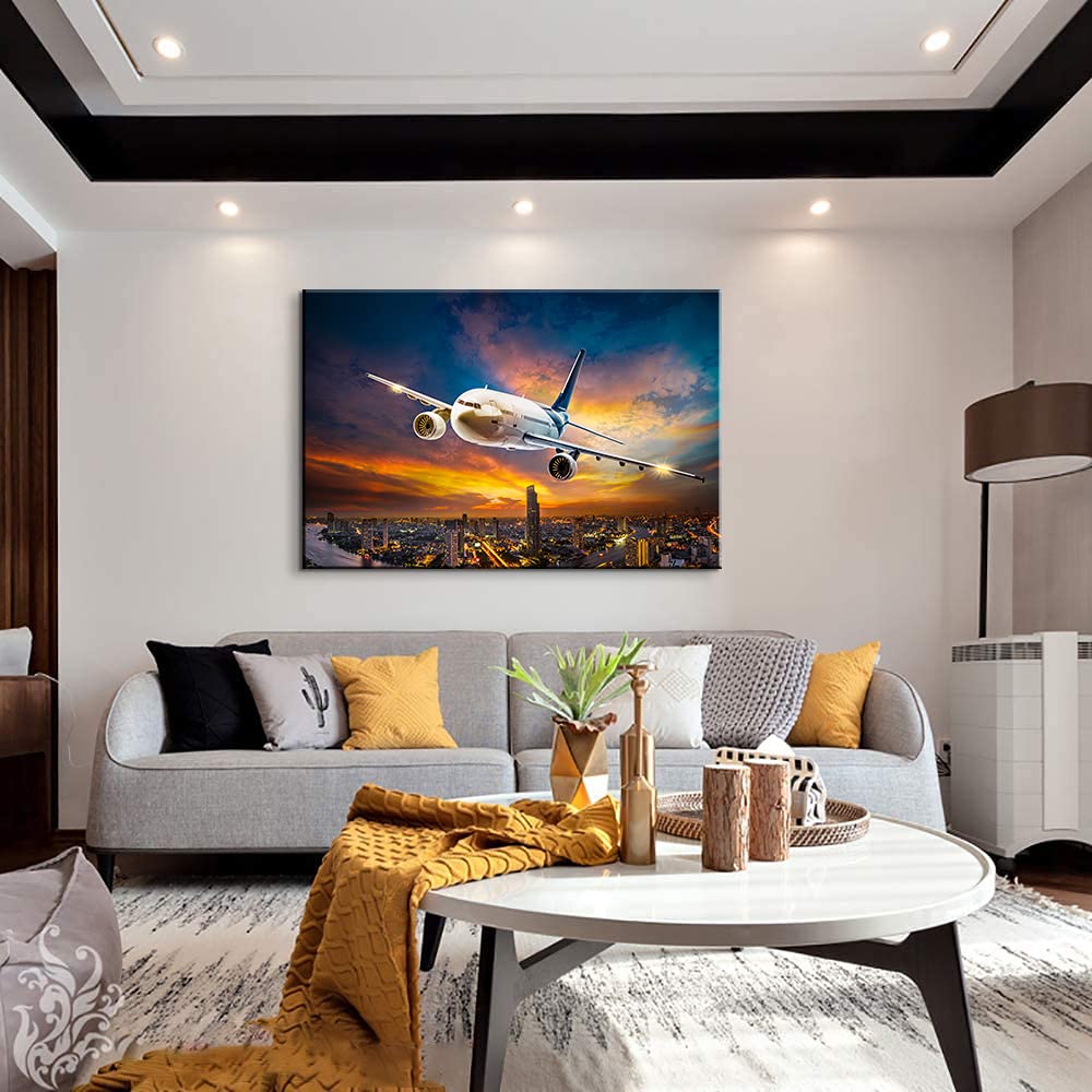 Aviation Wall Art Canvas - Airplane Painting for Living Room Decor