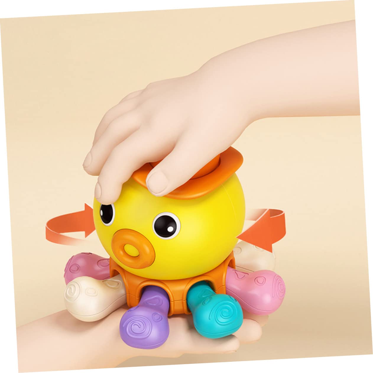 FAVOMOTO 2 Pack Orange Plastic Octopus Finger Toys - Fun Bath Time & Water Play for Kids, Pool Party Favors, Sensory Play for Toddlers
