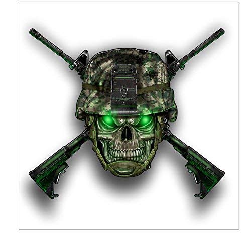 Skull Army Helmet with Guns Car Stickers - 5
