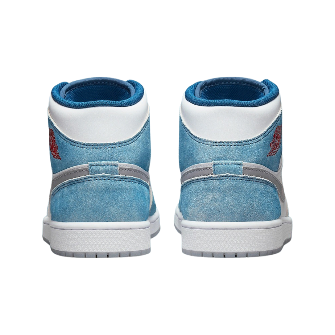 Air Jordan 1 Mid Sneakers - French Blue & Fire Red Colorway - Men's Basketball Shoes for Casual Wear & Street Style