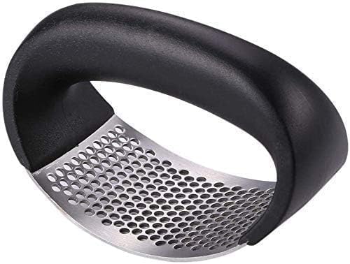 Premium Stainless Steel Garlic Press & Crusher - Heavy Duty Garlic Masher, Chopper & Ginger Press for Kitchen - Easy Clean, Rust-Proof (Black) - Perfect for Cooking, Meal Prep & Restaurants