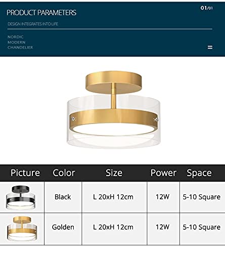Modern LED Chandelier - Gold Minimalist Ceiling Light with Warm White Lighting for Hallway, Entrance, Balcony & Cloakroom | Energy-Efficient Indoor Decoration for Home & Office Spaces