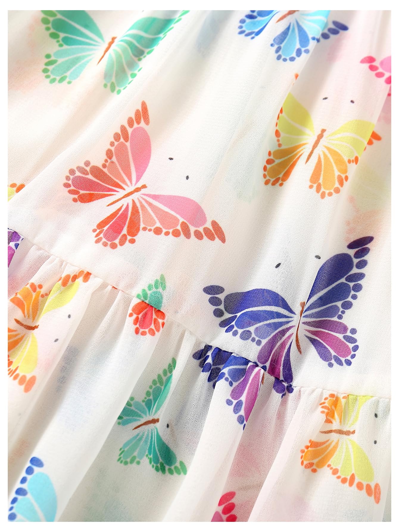 Cute Girls' Allover Print Ruffle Hem Bikini Cover Up Dress - Beach Swimwear, Pool Party Outfit, Summer Vacation Dress for Toddler & Kids