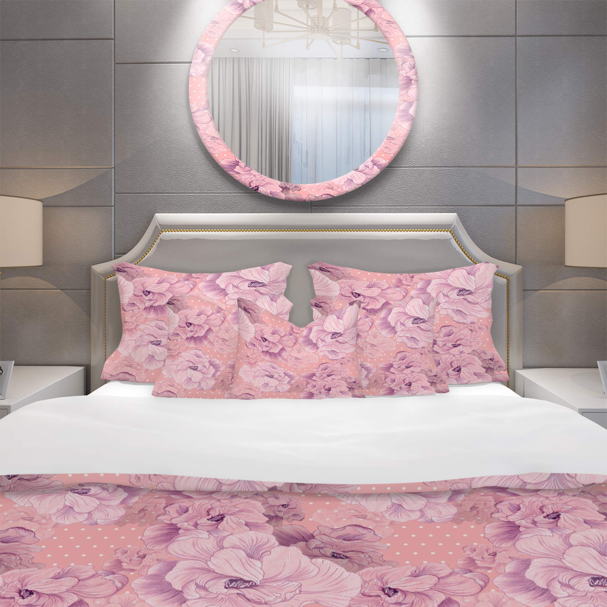 DesignQ 3-Piece King Size Duvet Cover Set - Ultra Soft Hypoallergenic Microfiber Bedding for All Seasons - Pink Floral Bohemian Style - Machine Washable | Perfect for Master Bedroom, Guest Room & Bohemian Home Decor
