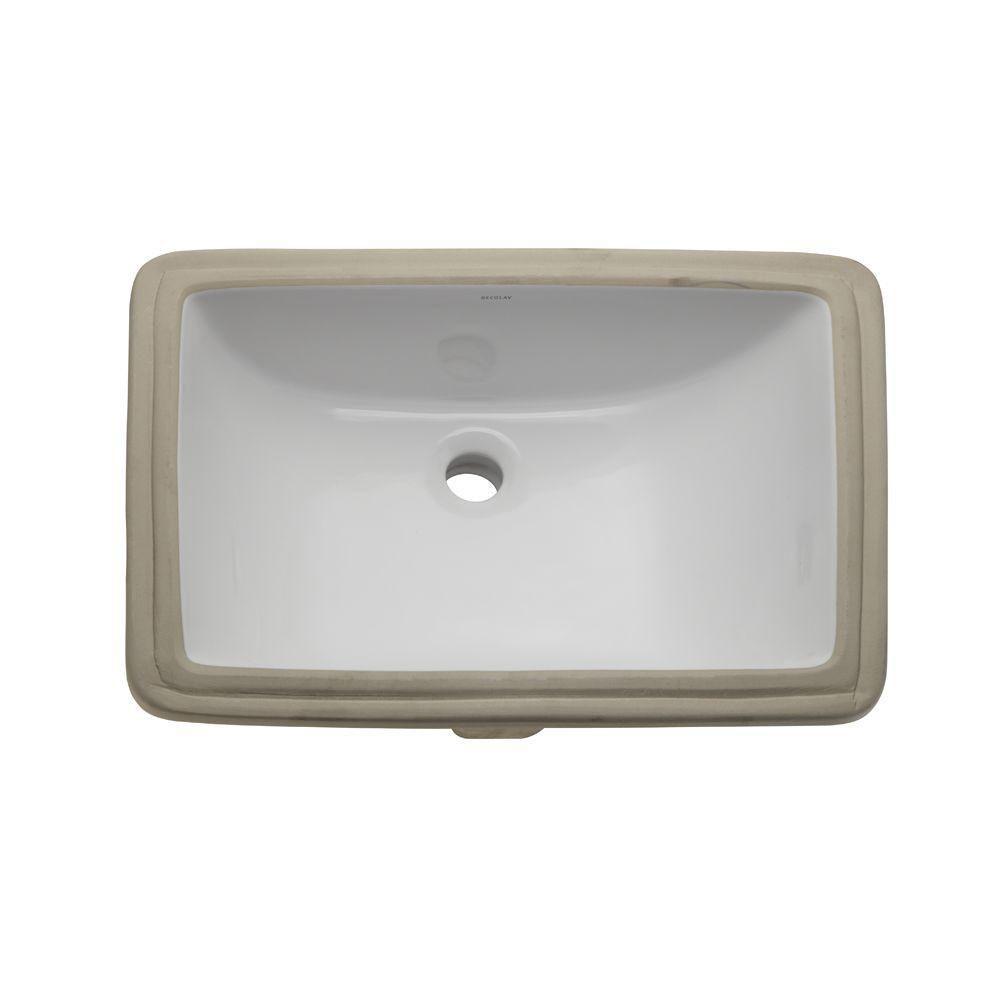 Decolav Modern Rectangular Undermount Bathroom Sink with Overflow - White Porcelain Vanity Sink for Bathroom Remodeling | Perfect for Contemporary Home & Luxury Hotel Renovations