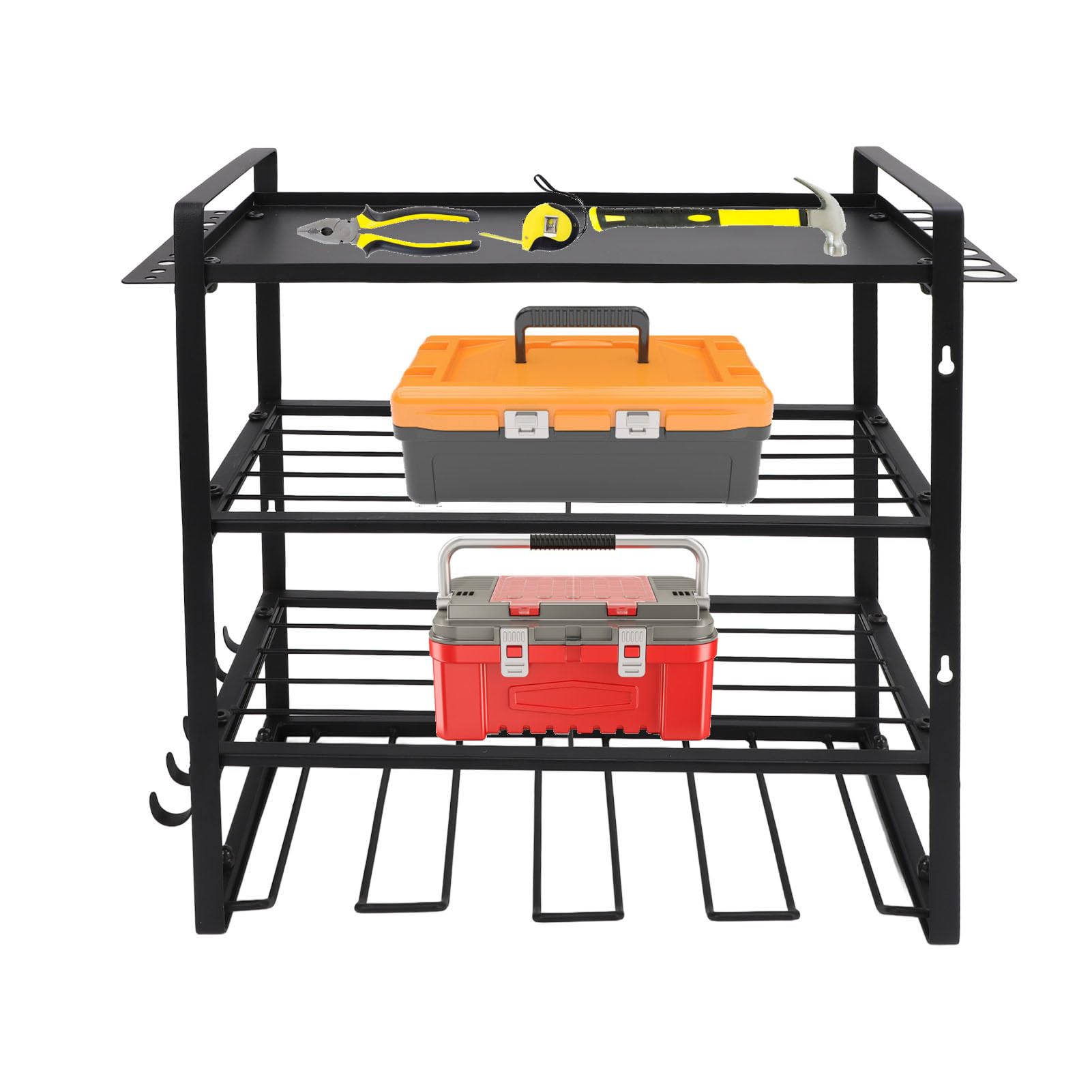 Heavy Duty Metal Power Tool Organizer & Wall Mount Storage Rack - Workshop Garage Tool Holder for Drills, Saws & Accessories | Perfect for DIY Projects & Professional Workspace Organization