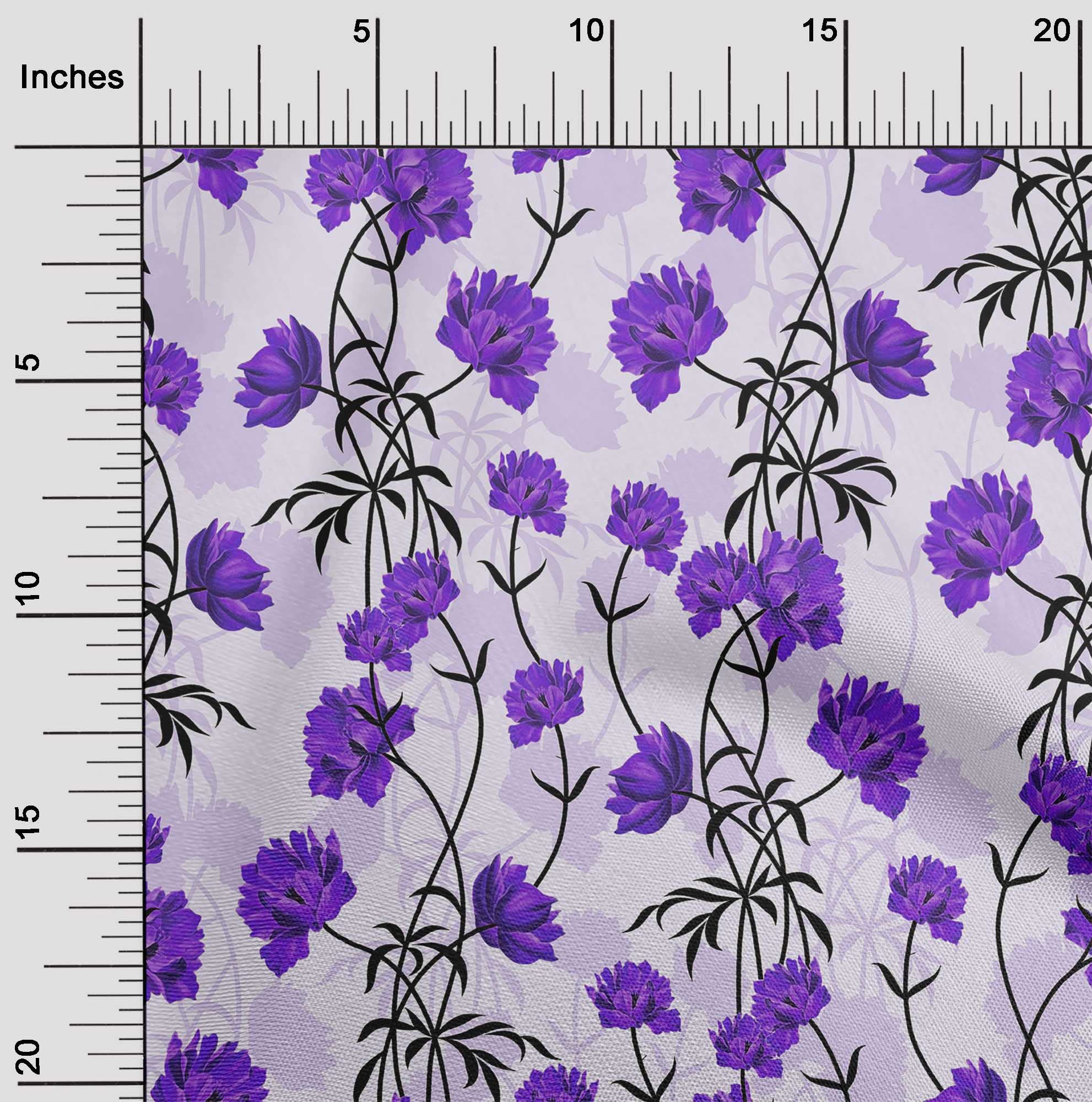 oneOone Rayon Violet Floral Printed Fabric - 56 Inch Wide DIY Sewing Material for Dresses, Skirts & Home Decor | Premium Soft Fabric by The Yard for Clothing & Craft Projects