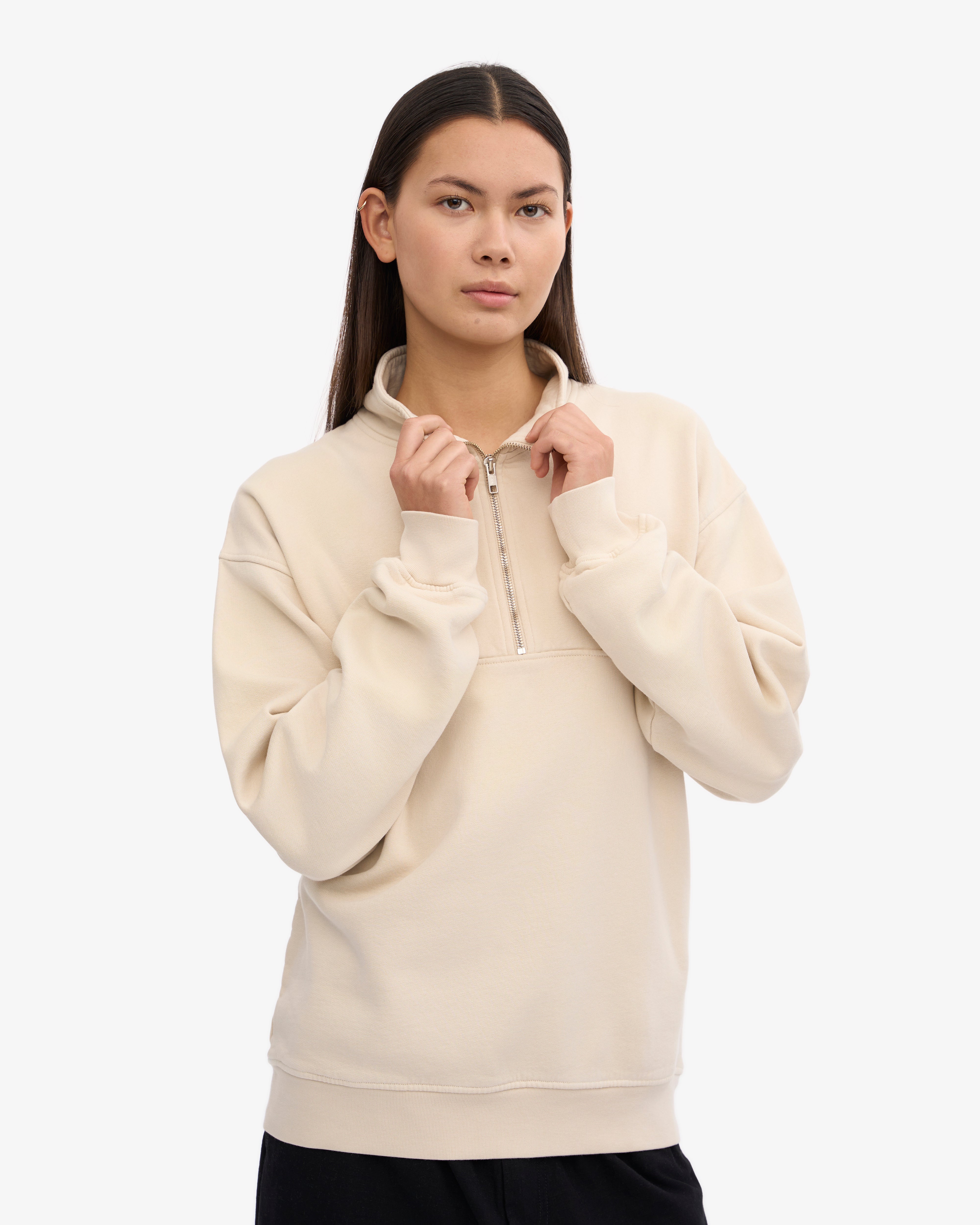 Organic Quarter Zip Sweatshirt for Men & Women | Ivory White | Comfortable & Stylish Pullover for Casual Wear, Outdoor Activities & Workouts